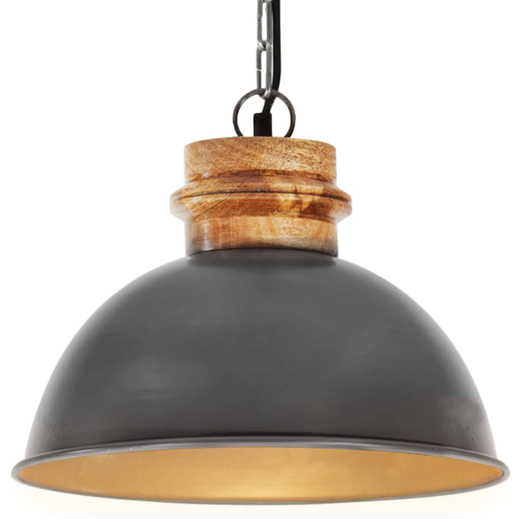 Lampa suspendata industriala, vidaXL, Metal, 32 x 28 cm, Gri
